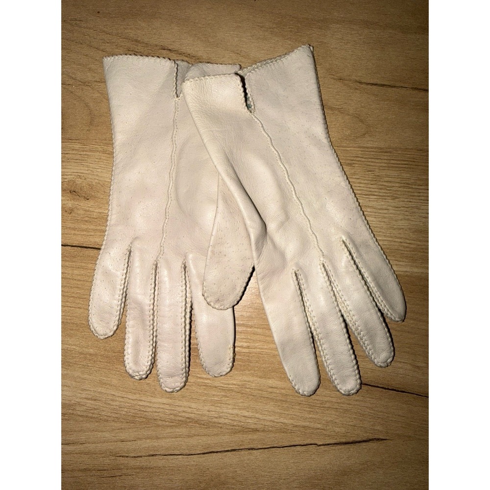 Vintage Womens Deerskin Leather Gloves Fawn Color Size 7.5 J